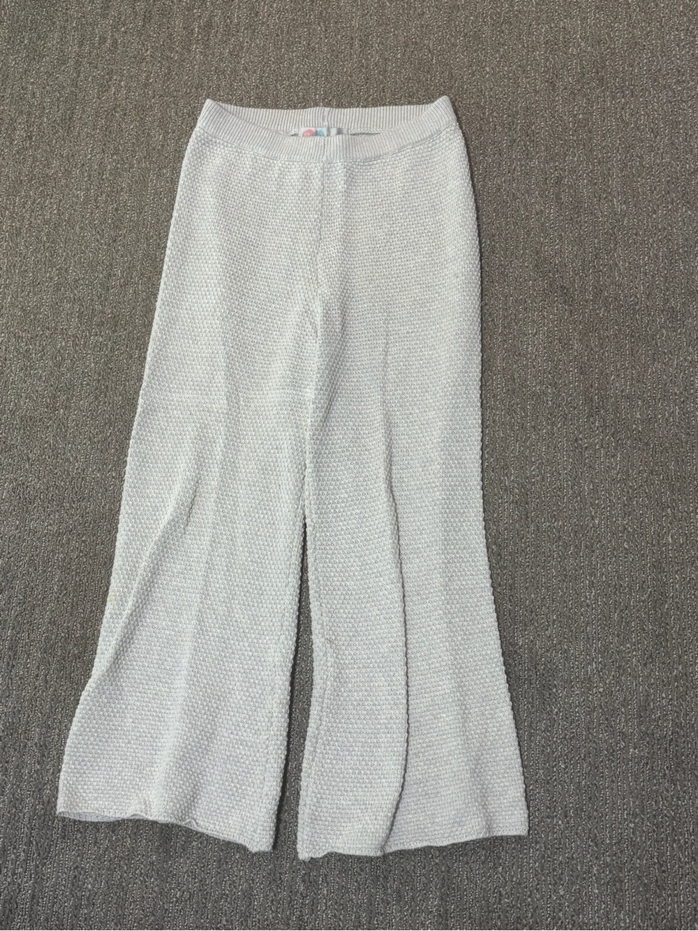 Free People Light Gray Knit Wide-Leg Sweatpants